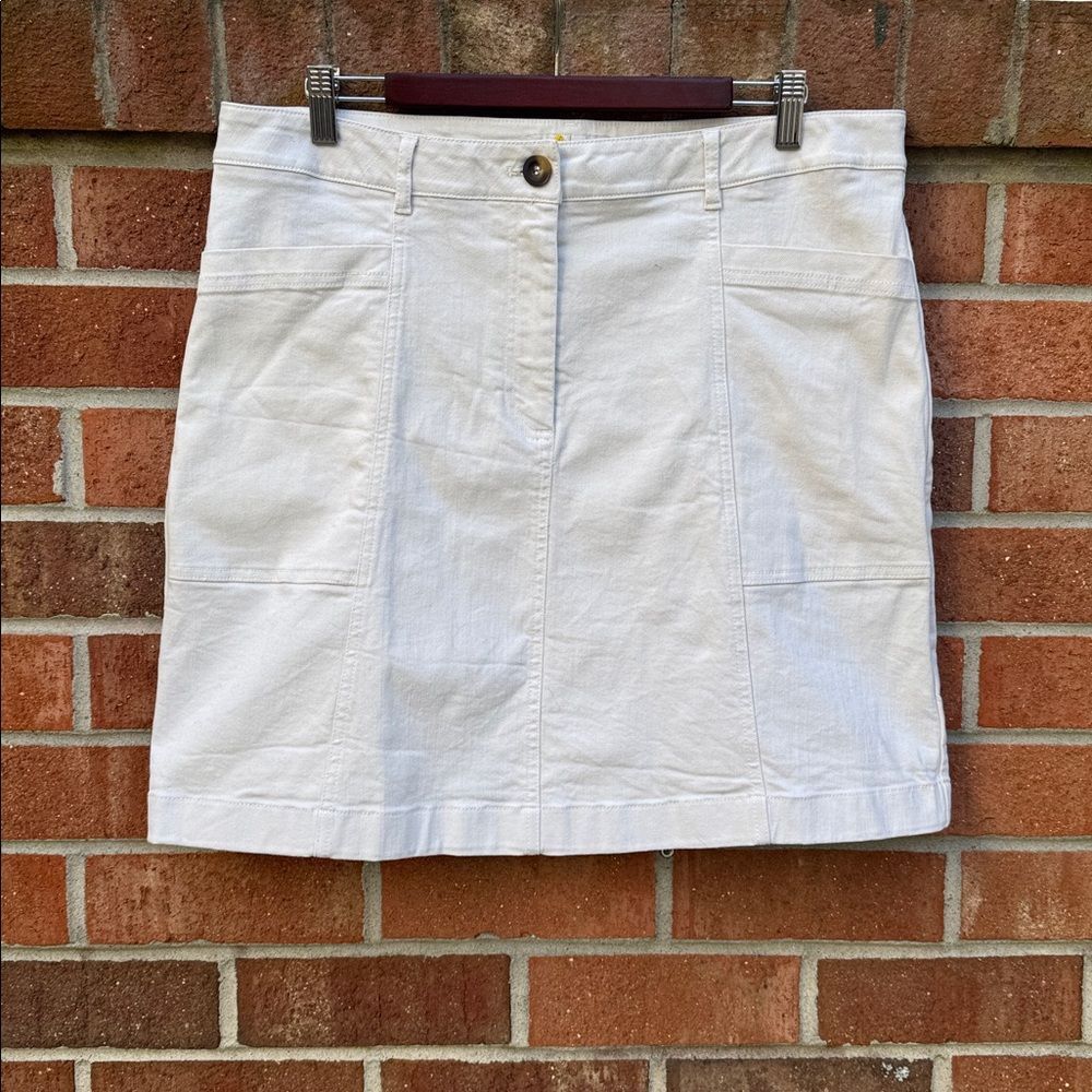 Boden Off-White Denim Mini Skirt sz 14